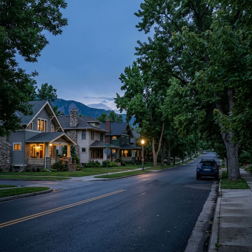 Mapleton Avenue, North Boulder, Colorado at dawn