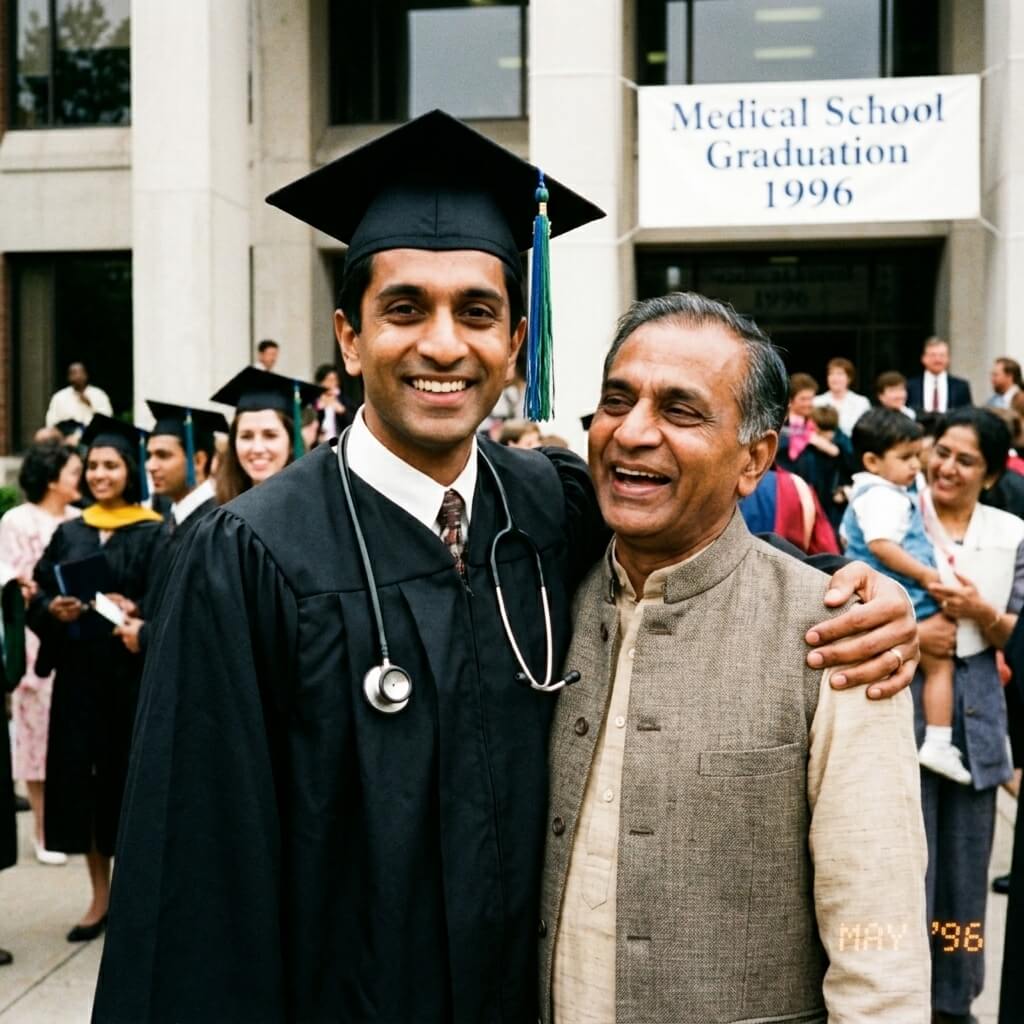 Brian Karaan at his medical school graduation with his father
